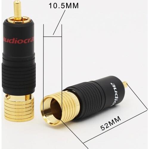 Audiocrast 24K Gold Plated Screw Locking RCA Plug Audio Cable Speaker Connector Lockable adjustable