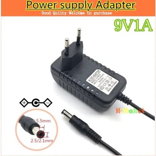Free ship EU plug 9V 1A DC5.5*2.5mm AC/DC Power Adapter Center Negative charger supply 9V1A for Other