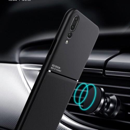 For Huawei P20 Lite P20 Pro Case Luxury Soft Leather Phone Cover Huawei P 20 Pro P20Lite P20Pro Car Magnetic Holder Cases Bumper
