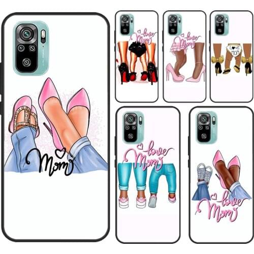Super Mom son daughter Heels Baby Girl For Xiaomi Redmi Note 9S 8T 7 Note 10 8 9 Pro Case For Redmi 9A 9C 8A K40 9T Soft Cover