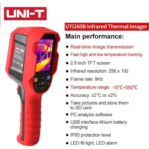 UNI-T UTi260B UTi260B Infrared Thermal Imager -15℃ ~ 550℃/(5℉~1022℉) LED Fill Light LED Alarm