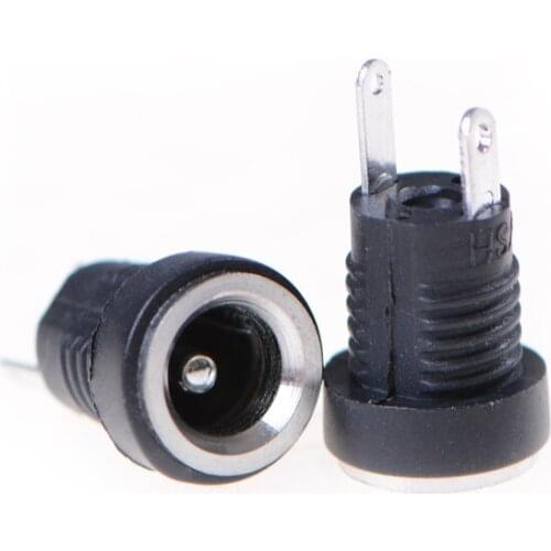 DC-022B Power Supply Jack Socket Female Panel Mount Connector 5.5*2.1mm 10Pcs Black Plug Adapter