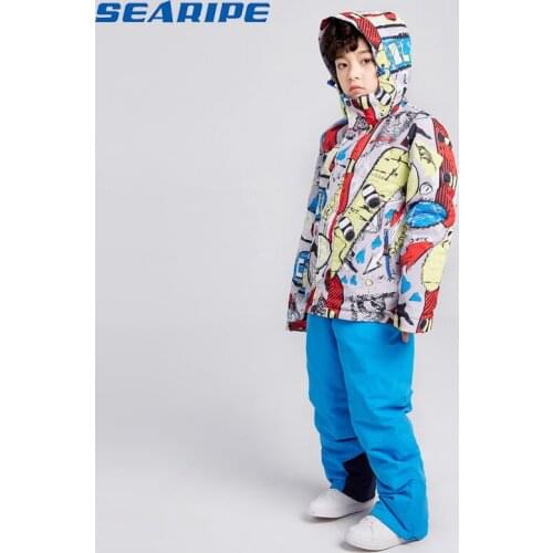 SEARIPE High Quality Kids Ski Suit Boys Ski Jacket Pants Set Waterproof Snowboarding Jacket Winter Children Skiing Suit