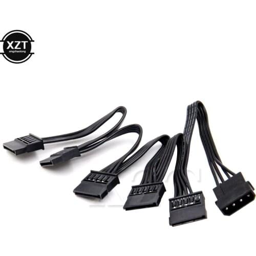 For Hard Drive HDD SSD PC Server DIY 4Pin IDE Molex to 5-Port 15Pin SATA Power Cable Cord Lead 18AWG Wire High Speed Hot Sale