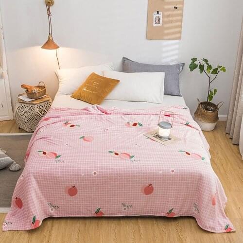 Svetanya Pink Peach Fruit Plaids Print Summer Double-side Blankets Throws Plaids Flannel Coral Fleece Microfiber Bedsheet Nap