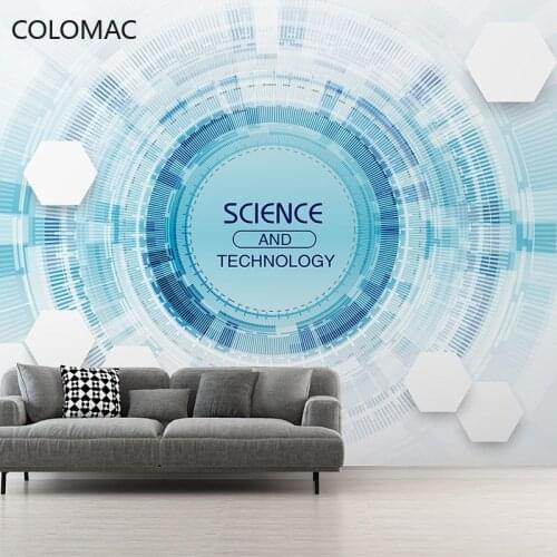 Colomac Custom 3d Company Reception Counter Technology Wallpaper VR Science Information Classroom Background Mural Drop Shopping