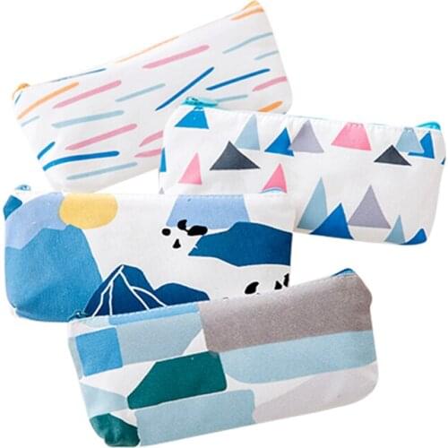 24 PCS Canvas Pencil Case Forest Style Pen Zipper Pouch Cosmetic Makeup Bag Stationery School Supplies Coin Purse Wholesale X2