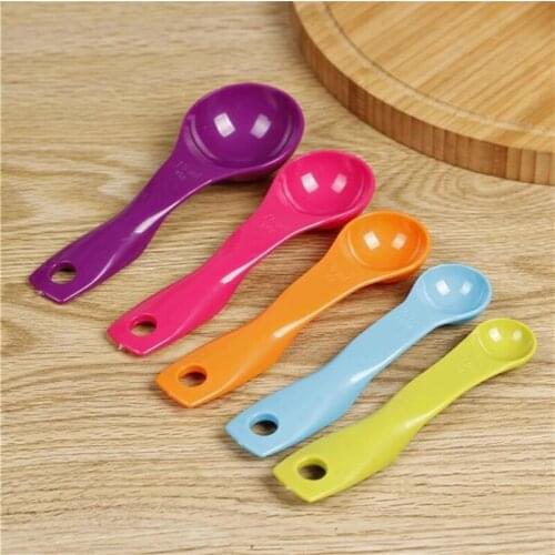 Kitchen Measuring Tool Spoon With Scale Measuring Ladle Baking Cooking Kid Coffee Tea Liquid Seasoning Spoon Bar Accessories 5PC