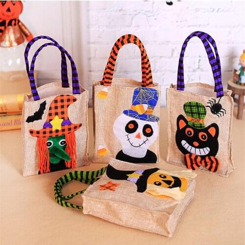 Maxsin 2pcs/lot 2020 New Halloween decorations cartoon Pumpkin burlap tote Bag Halloween party props childrens candy bag