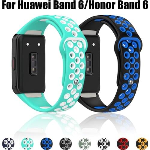 2021 NEW Colorful Replacement Sport Silicone Watch Band Wrist Strap Adjustable Watchbands for Huawei band 6 honor band 6 Watch
