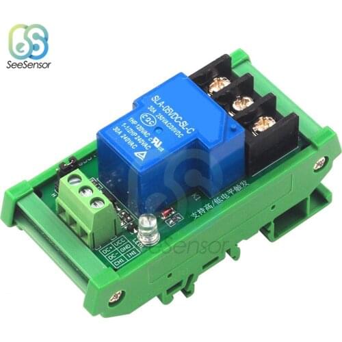 5V 12V 24V One 1 Channel Relay Module 30A with Optocoupler Isolation Supports High/Low Level Trigger with Guide Rail