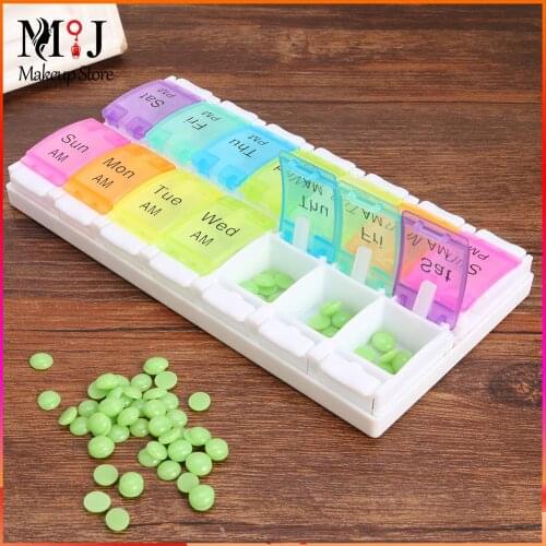 PP Pills Box Weekly Rainbow Pill Case Portable Medicine Tablet Organizer Body Health Care Tool