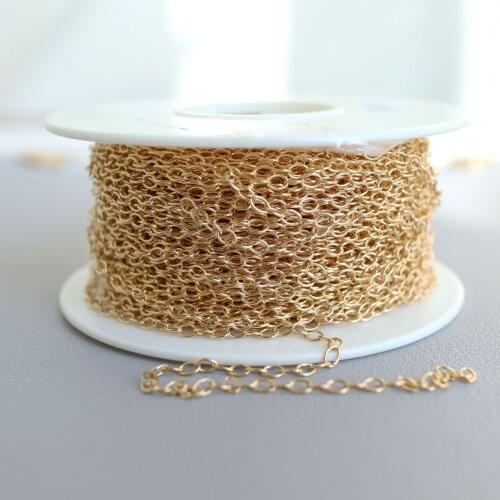 Gold filled O shape extend Chain high grade brass neckalce end Chains for DIY jewelry making accessories 2.2mm 1meter