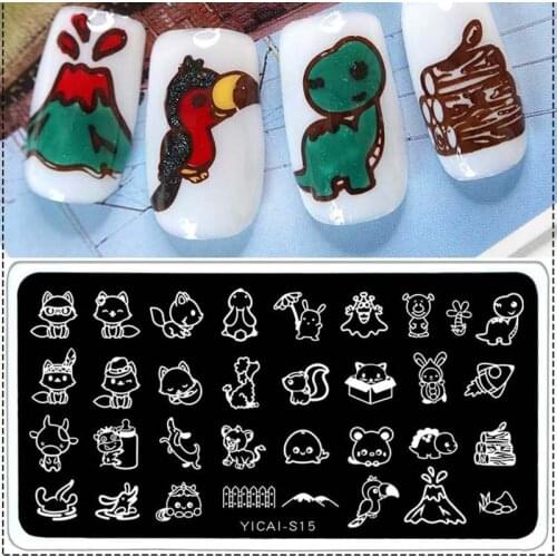 Rectangle Nail Stamping Template Animal Panda Bear 3D DIY Image Nail Art Stamping Plate 1PC