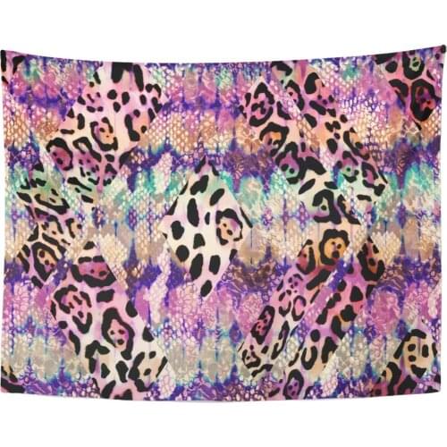 Colorful Geo Animal Leo and Snake Mix Geometric Wild Tapestry Home Decor Wall Hanging for Living Room Bedroom Dorm 60x80 Inches