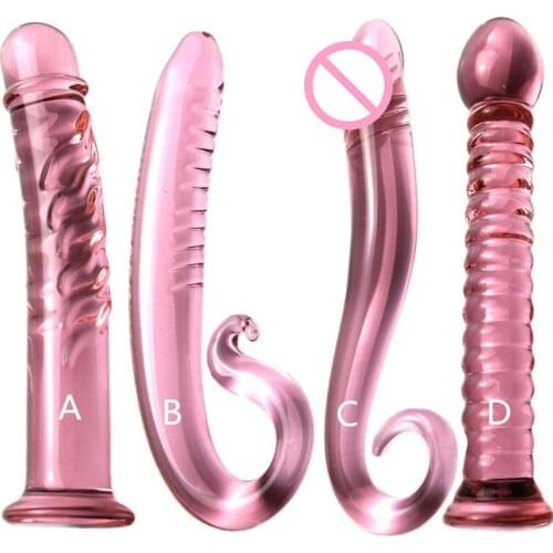 Pink Dildo Glass Backyard Toys Glass Dildo Prostate Massager Anal Beads Anal Vibrator Backyard Plug Adult Erotic Sex Products