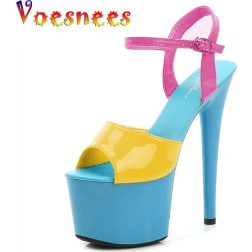 Shuzumiao Pole Dance Women Sandals High Heels 2020 New summer Mixed Colors Platform Sexy Fashion Stripper Wedding Shoes Female