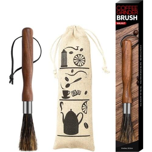 Coffee Grinder Cleaning Brush With Natural Bristles Lanyard Coffee Machine Brush Cleaner Tool For Barista Home Kitchen