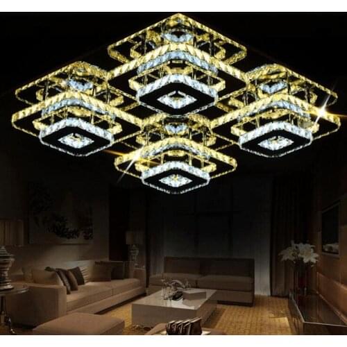 Modern LED rectangular living room lamp K9 crystal ceiling lamp atmospheric creative living room lamps led lighting fixture lamp