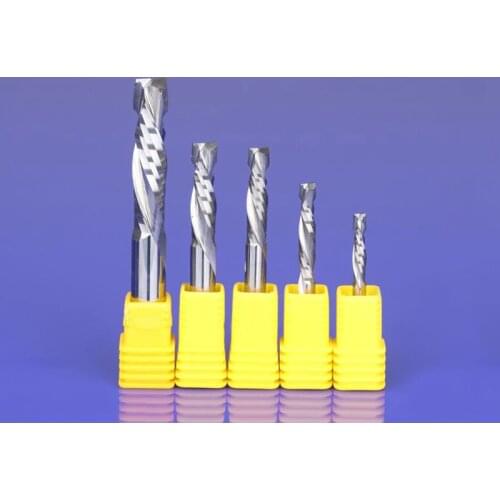 2pc SHK 3.175/4/5 UP &DOWN Cut Two Flutes Spiral Carbide Mill Tool Cutters for CNC Router, Compression Wood End Mill Cutter Bits