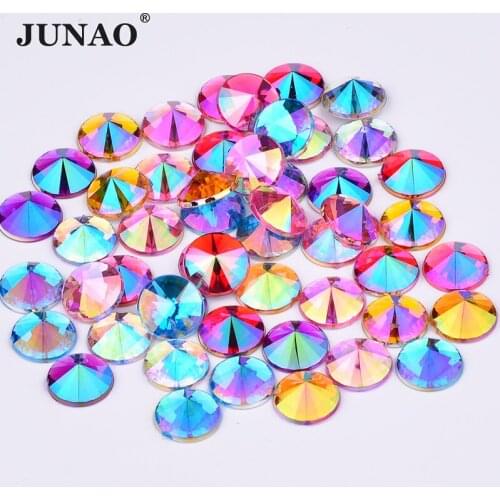 JUNAO 4 5 6 10 mm Mix Color Crystal AB Nail Rhinestones Flatback Acrylic Strass Round Crystal Stones Scrapbook Beads for Clothes