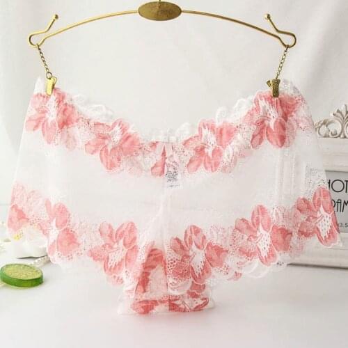 M-4XL Plus Size New Fashion Sexy Lingerie Floral Lace Mesh Transparent Brief panties Underwear Erotic Porno Intimate underpants