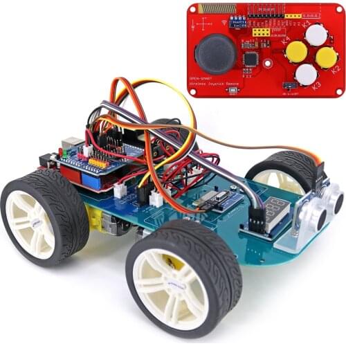 4WD Smart Car Kit 433MHz JoyStick Remote Control Long Range Wireless Rubber Wheel-B Gear Motor Tutorial Compatible for Arduino