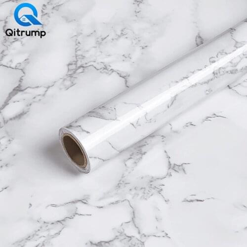 5M Vinyl Marble Wall Sticker Waterproof Kitchen Cabinet Backsplash Self Adhesive Wallpaper Furniture Renovation Films 30CM Width