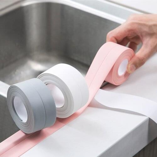 Kitchen Sink Waterproof Sticker Tape PVC Mildew-proof Bathroom Countertop Water Retaining Strip Self-adhesive Sink Stickers