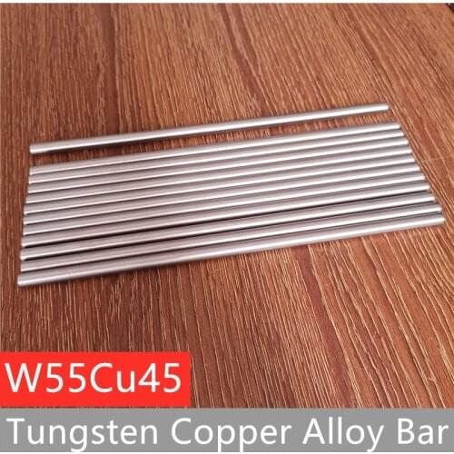 W55cu45, W55 tungsten copper alloy round bar, welding electrode copper tungsten bar diameter 2-12mm