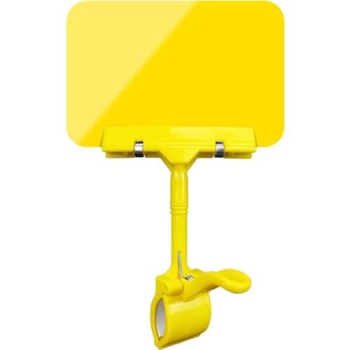 Yellow Black Whiteplastic Merchandise Sign Clip With Erasable Board Rotatable Pop Clip-on Holder Price Display Stand