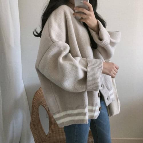 Woman Sweaters Cardigan Womens Knitwear Autumn and Winter Loose-Fitting V-neck Top Sweater Cardigan Coat