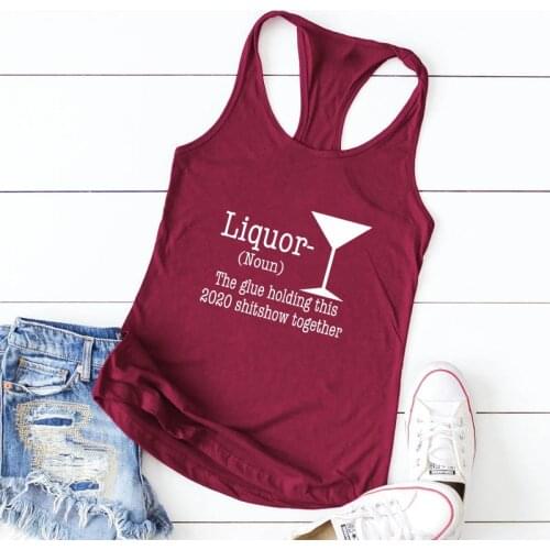 Women Raceback Day Drinking Tops Tanks Liquor The Glue Holding This Shitshow Together Tank Sarcastic