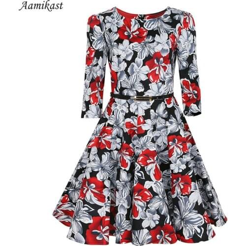 Aamikast Summer Women Dress Audrey Hepburn Vestidos Sleeveless Polka Floral Print Clothing Cotton 50s Casual Rockbilly Dresses