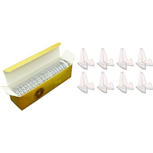 1 Set Mini Coin Display Stand Easel Display Stand Coin Stand & 1 Box Coin Clear Capsule Display Case Holder