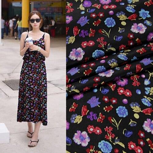 114cm fashion print silk crepe de chine fabric 12mm printed floral skirt shirt compassionate silk fabric wholesale silk cloth