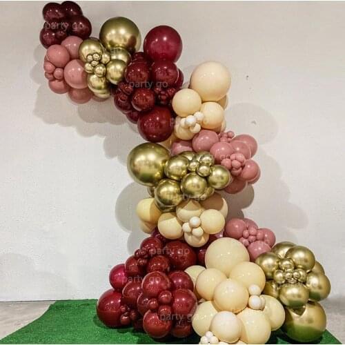 160pcs Burgundy Retro Pink Balloon Garland Kit Metallic Gold Blush Globos Wedding Decoration Birthday Party Baby Shower Backdrop