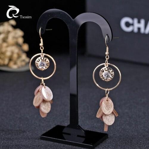 2018 fashion earrings jewelry for woman dangling ear hook gold stones shell drop ear fashion Earrings party For Women wholesale