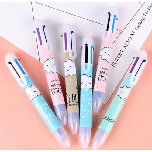 30pcs/lot Creative Cartoon Clouds 6 In 1 Multi Color Ballpoint Writing Ballpoint Pen School Office Supplies Free Shipping