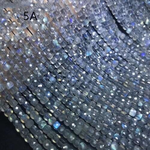 AAAA LOOSE BEADS Labradorite black rainbow square faceted 4/5mm Wholesale for DIY jewelry necklace 36cm