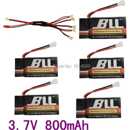 Syma X5C X5SC X5SW H5C CX-30 CX-30W SS40 FQ36 T32 T5W H42 aircraft accessories 3.7V 800mah battery and 1 to 5 conversion line