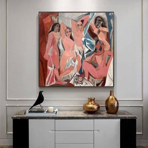 Les Demoiselles d'Avignon, 1907 by Pablo Picasso Canvas Paintings Famous Artwork Reproductions Wall Art Canvas Pictures Cuadros