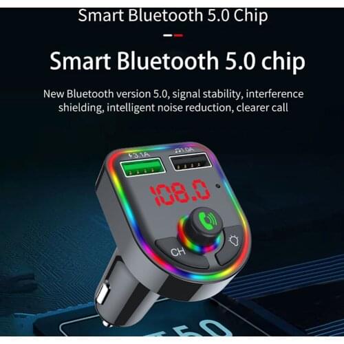 FM Transmitter MP3 Player 12V-24V Vehicle Dual USB Car Fast Charger for Outdoor Personal Car Parts Decoration