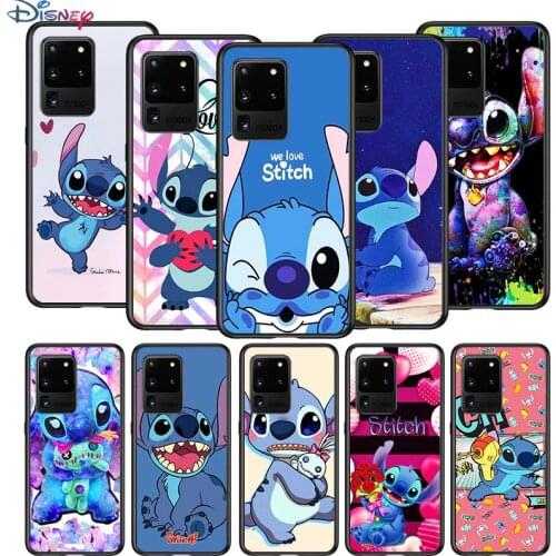 Stitch cute cartoon for Samsung S20 FE Ultra Plus A91 A81 A71 A51 A41 A31 A21S A72 A52 A42 A02S Soft Black Phone Case