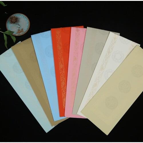 Batik Xuan Paper Colorful Chinese Spring Festival Couplets Rice Paper 10sheets 13*69cm Calligraphy Brush Half-Ripe Xuan Paper