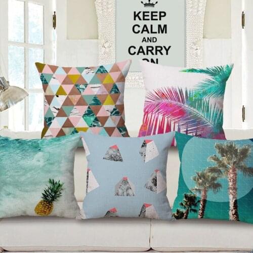 Decorative Cotton Linen Pillow case Cover 45X45Cm Capa de Dlmofada Bedding Throw Pillow Case Beach Coconut trees pineapple
