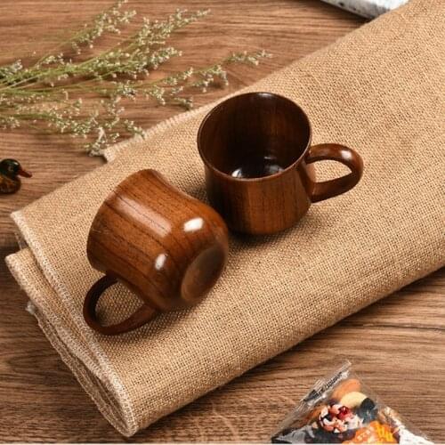 Japanese Style Wooden Cup Creative Polish Wood Insulation Tea Cup Wooden Coffee Cup Drinking Cup Coffee Cup Saucer Set
