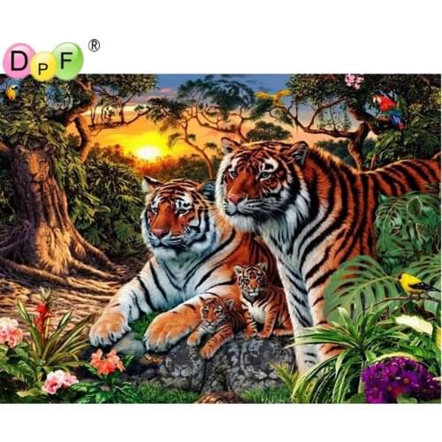 DPF Diamond Painting Cross Stitch Animal 3D DIY Crystal Forest tiger Diamond Embroidery Mosaic pattern Rhinestone Home Decor