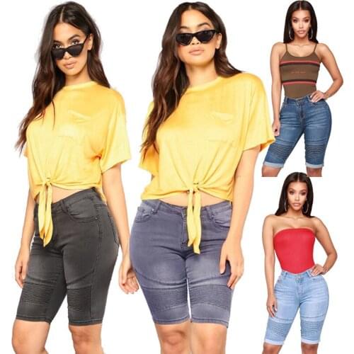 Denim Shorts Women Clothing Short Jeans Skinny Stretch Shorts Trousers For Women Bodycon Slim Pencil Jeans Cycling Shorts Woman