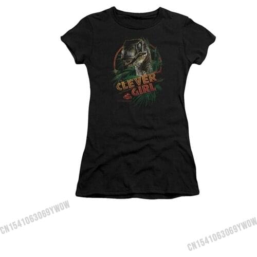 Juniors Jurassic Park Clever Girl Juniors (Slim) T-Shirt Size L Custom Cotton Men Tops Shirts Customized Slim Fit Top T-shirts